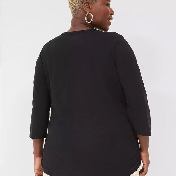 Lane Bryant Elegant Black Linen Blend Top - Picture 1 of 5